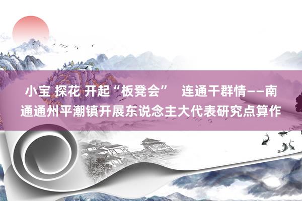 小宝 探花 开起“板凳会”   连通干群情——南通通州平潮镇开展东说念主大代表研究点算作