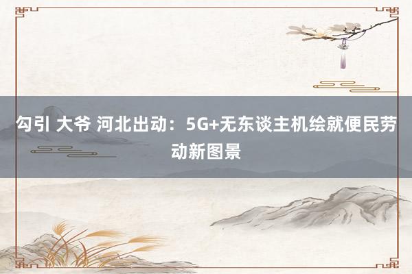 勾引 大爷 河北出动：5G+无东谈主机绘就便民劳动新图景
