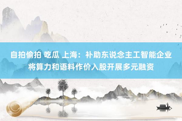 自拍偷拍 吃瓜 上海：补助东说念主工智能企业将算力和语料作价入股开展多元融资