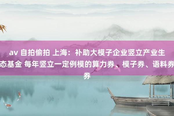 av 自拍偷拍 上海：补助大模子企业竖立产业生态基金 每年竖立一定例模的算力券、模子券、语料券