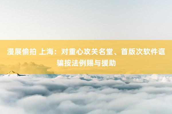 漫展偷拍 上海：对重心攻关名堂、首版次软件诓骗按法例赐与援助